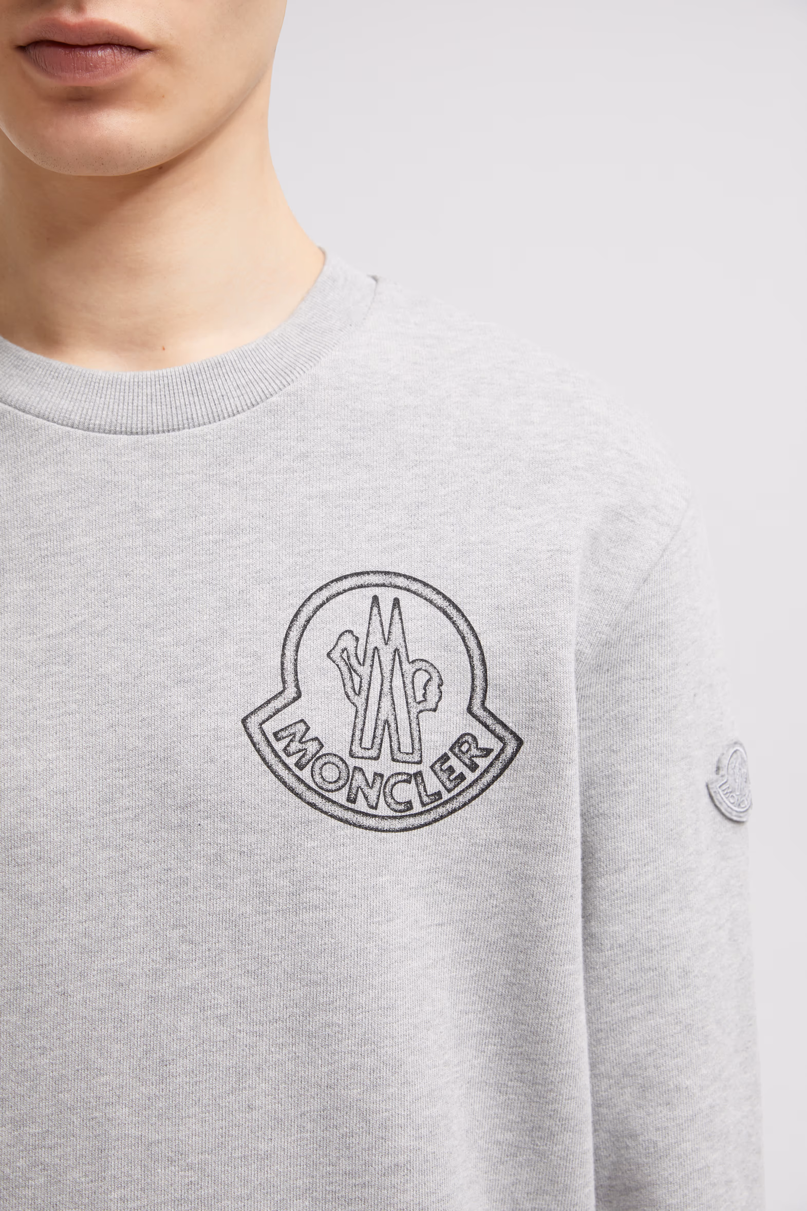 Logo Cotton Sweatshirt Men Light Grey Moncler 6